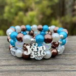 Women’s Brown and Blue Beaded Bracelets